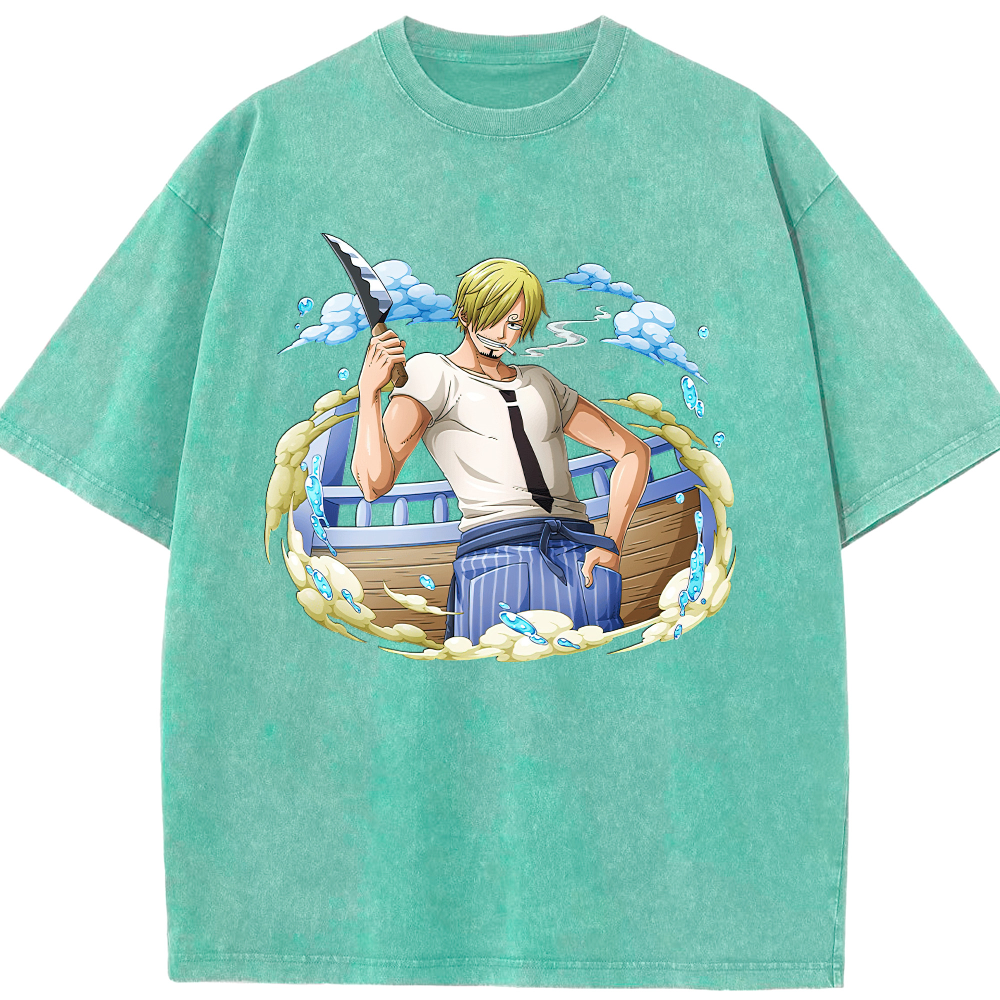 （画像用） ワンピース サンジ ONE PIECE Sanji 綿100% ヴィンテージ風 半袖Tシャツ（フロントプリント）